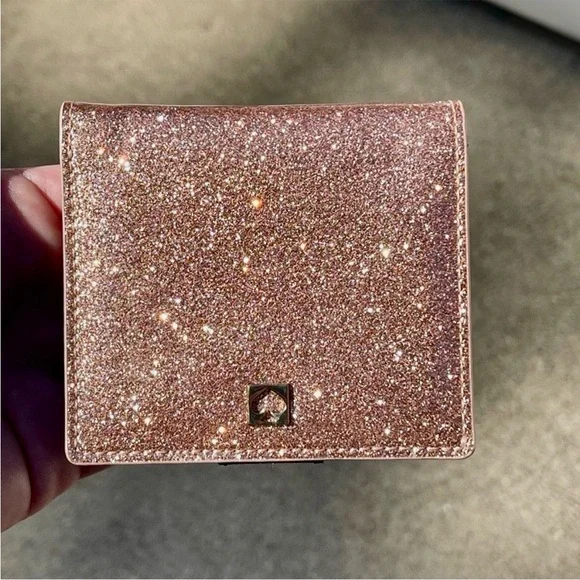 Kate Spade Mavis Rose Gold Glitter Wallet - Picture 3 of 12